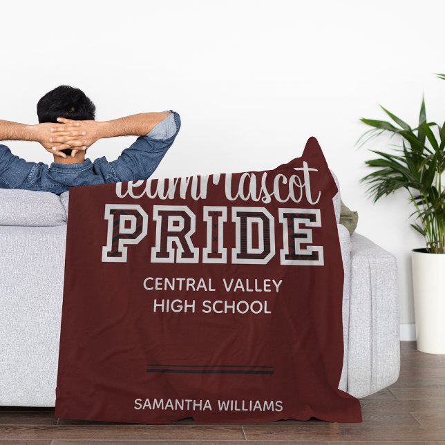 Maroon School Pride Mascot Name Fleece Blanket (Creator Uploaded)