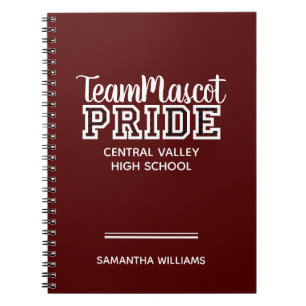 Maroon School Pride Mascot Name Notebook