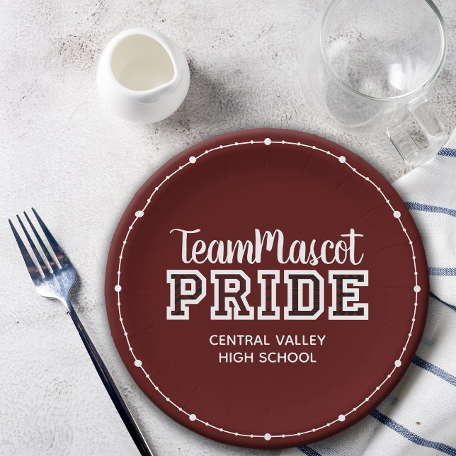 Maroon School Pride Mascot Name Paper Plates (Creator Uploaded)