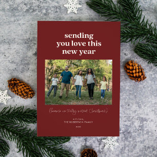 Maroon Sending You Love This New Year Photo  Holiday Card