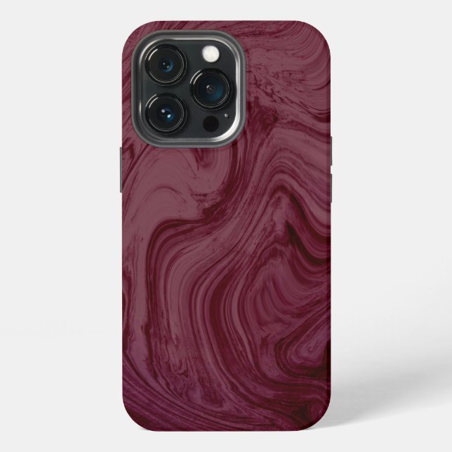 Maroon Shades Marble Pattern iPhone Case (Back)