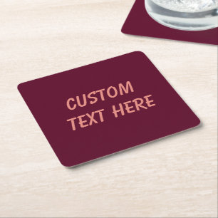 Maroon simple minimalist square paper coaster