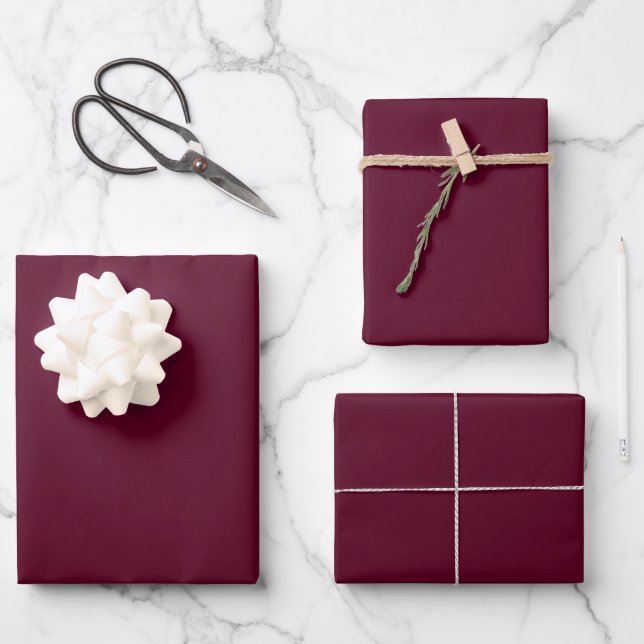 Maroon simple minimalist wrapping paper sheet (Front)