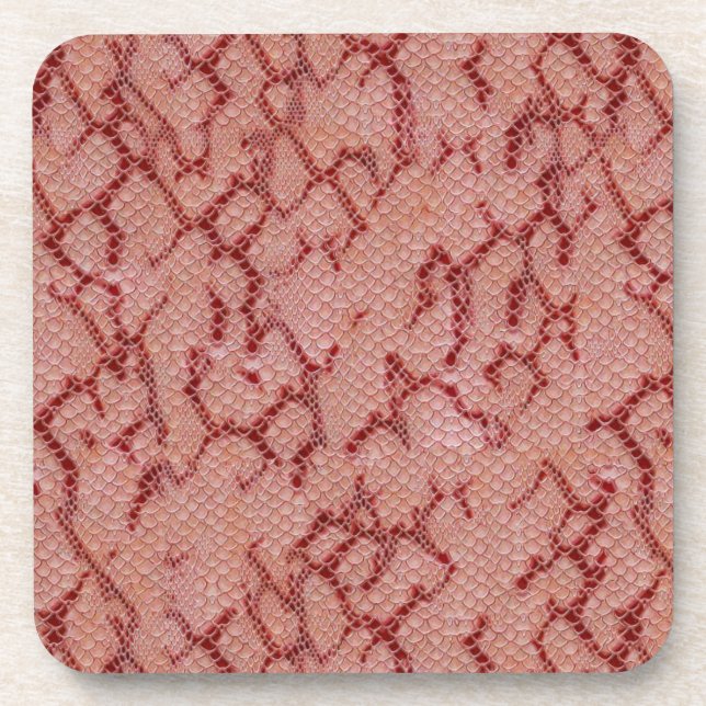 Maroon Snake Skin.jpg Coaster (Front)