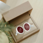 Maroon Solid Colour Stylised Monogram Cufflinks<br><div class="desc">A pair of sterling silver plated, round cufflinks for the fashionable man to match his outfit that feature a trendy, maroon colour along with his name printed in white, upper case letters and superimposed with white, stylised initials. Personalise your cufflinks by editing and replacing name and initials as desired. A...</div>
