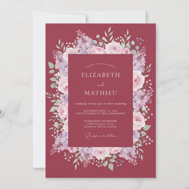 Maroon Sophisticated Autumn Wedding Invitation (Front)