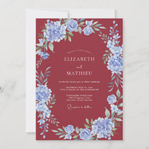 Maroon Sophisticated Floral Wedding Invitation