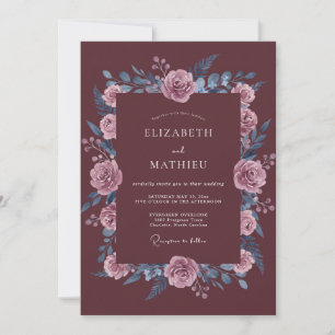 Maroon Stately Winter Wedding Invitation