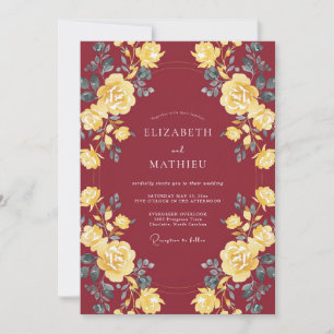 Maroon Striking Fall Wedding Invitation