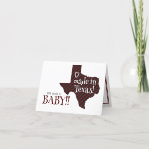 Maroon Striped Made in Texas Photo Baby Announcement