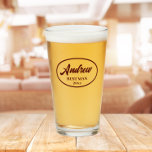 Maroon Stylised Name Wedding Best Man Glass<br><div class="desc">Beer glass for the wedding Best Man that features his name printed in a trendy maroon colour,  stylised script inside a maroon colour oval border along with wedding year date. Personalise your beer glass by editing and replacing name and date with your own.</div>