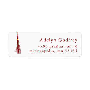 Maroon Tassel Graduation Return Address