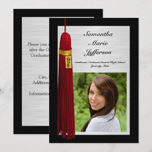 Maroon Tassel with Photo Graduation Party Invitation