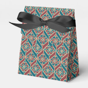 Maroon, Teal Ethnic Pattern, Flowers, Chevrons Favour Box