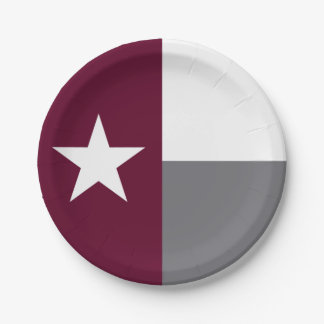 Maroon Texas Flag Paper Plate
