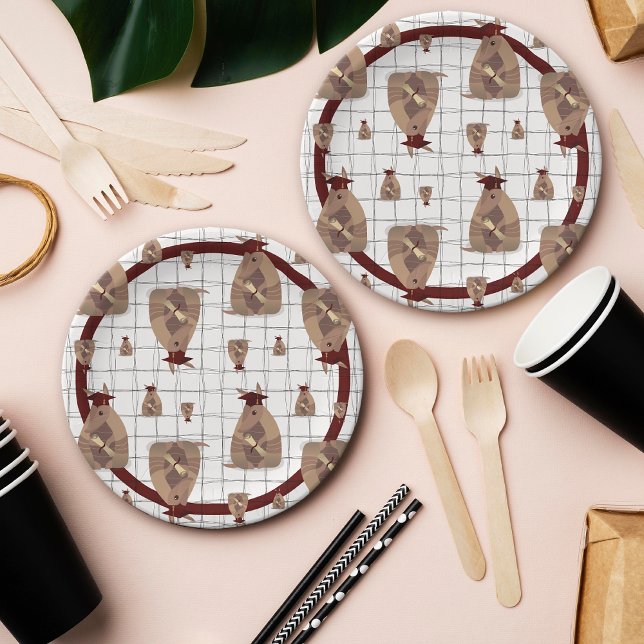 Maroon Texas Graduate Armadillo Paper Plate (Creator Uploaded)