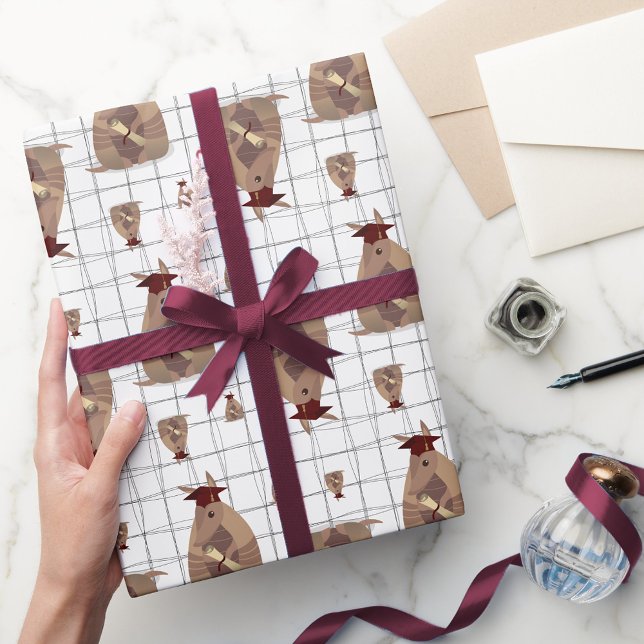 Maroon Texas Graduate Armadillo Wrapping Paper (Creator Uploaded)