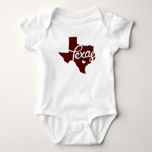 Maroon Texas Heart Baby Bodysuit