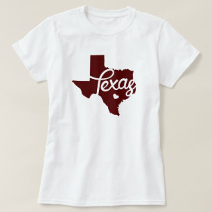 Maroon Texas Heart T-Shirt