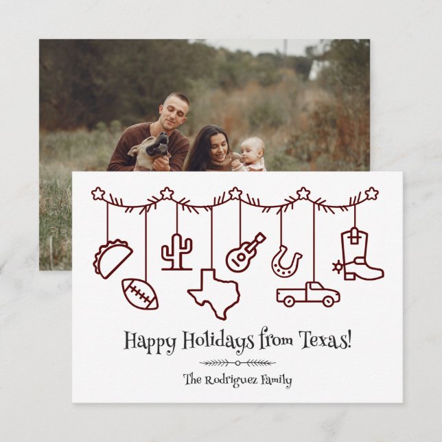 Maroon Texas Holiday Hanging Icons (Front/Back)