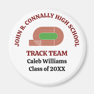 Maroon Track Team Runner Custom High School Magnet