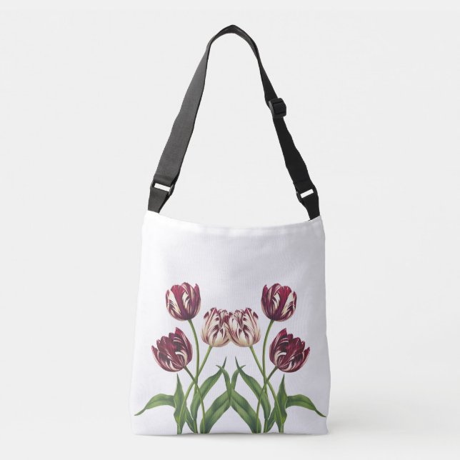 Maroon Tulips Crossbody Bag (Front)