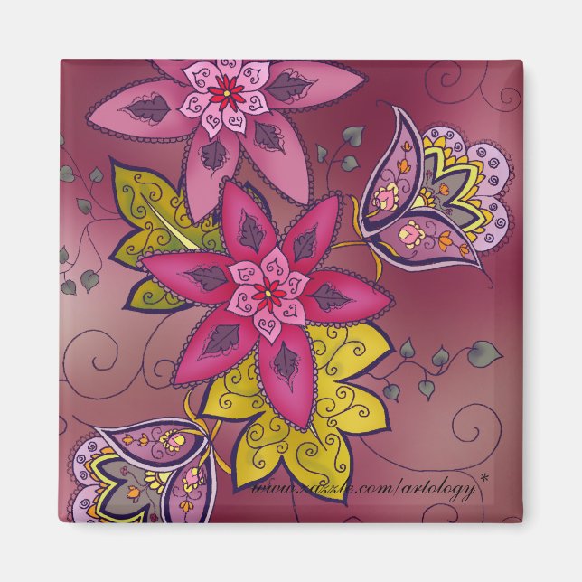 Maroon Tulips Magnet (square) (Front)