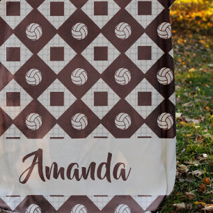 Maroon Volleyball Argyle Pattern Fleece Blanket