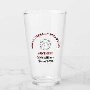 Maroon Volleyball Player Personalised Team Glass