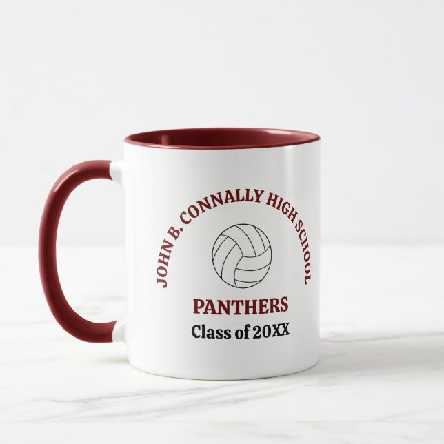 Maroon Volleyball Player Personalised Team Mug (Left)