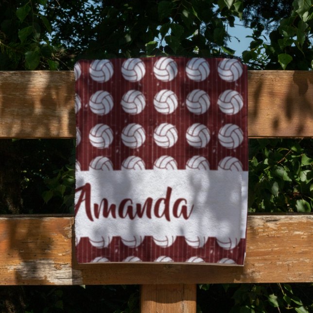 Maroon Volleyball Wood Floor Patterned Fleece Blanket (Creator Uploaded)