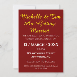 Maroon Wedding Invitation   Elegant 