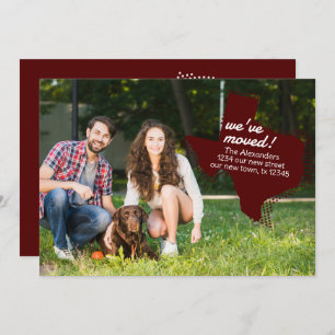 Maroon We've Moved - Dotted Texas Moving Announcement