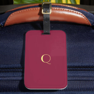 Maroon white - add monogram luggage tag