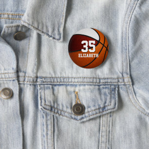 Maroon white basketball club school team colours 6 cm round badge