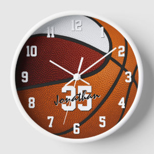 maroon white basketball his sports room decor clock