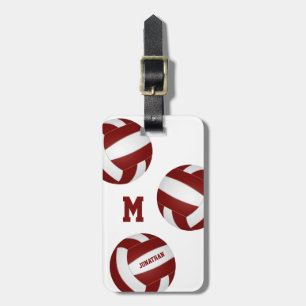 maroon white boys girls volleyball travel team luggage tag