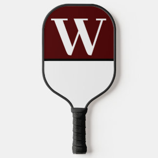 Maroon & White College Team Colours Monogram Pickleball Paddle