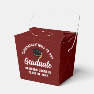 Maroon White Custom 2025 Graduation Party Fortune Favour Box