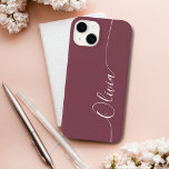 Maroon White Elegant Calligraphy Script Name Case-Mate iPhone 14 Case<br><div class="desc">Maroon Elegant White Calligraphy Script Custom Personalised Name iPhone 14 Smart Phone Cases features a modern and trendy simple and stylish design with your personalised name in elegant hand written calligraphy script typography on a maroon background. Designed by ©Evco Studio www.zazzle.com/store/evcostudio</div>