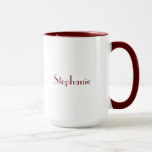 Maroon White Elegant Custom Name Mother's Day Gift Mug<br><div class="desc">Designed with text template for monogram name and elegant two tone background in maroon and white,  this makes a beautiful personalised favour or gift for special occasions like mother's day,  weddings,  bridal shower,  birthdays,  anniversary,  holidays etc. You may change the background colour as you wish.</div>