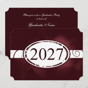 Maroon & White Floral Button 2027 Graduation Party Invitation