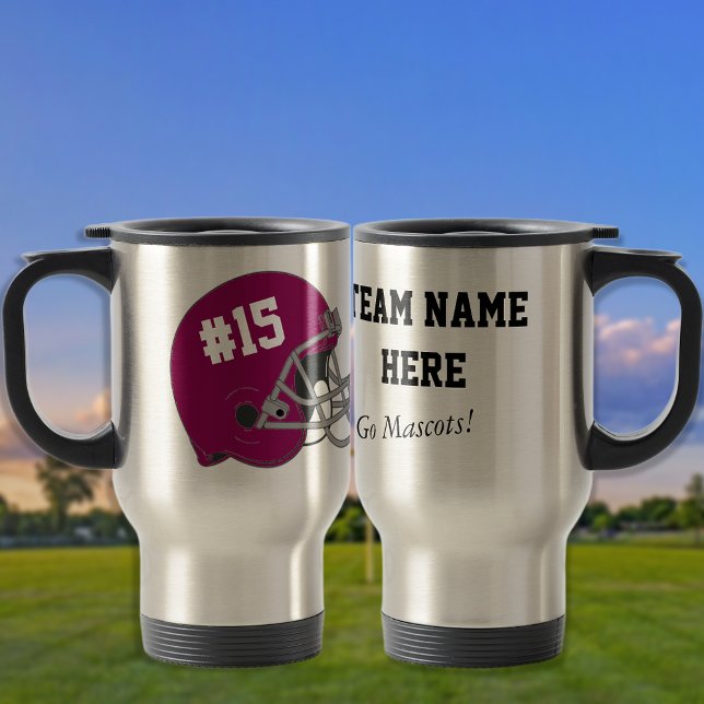Maroon White Football Helmet•Custom Travel Mug (Creator Uploaded)