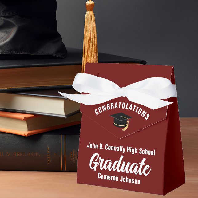 Maroon White Graduate Custom Graduation Party Favour Box (Creator Uploaded)