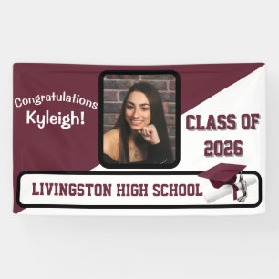 Maroon & White Graduation Banner