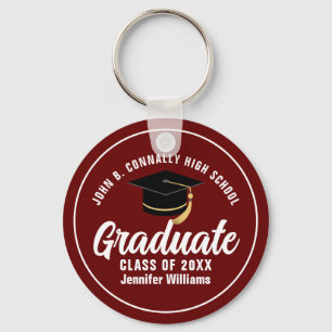 Maroon White Graduation Custom 2026 Graduate Key Ring