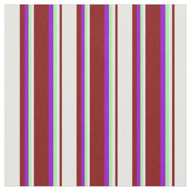 Maroon, White, Green, and Dark Violet Coloured Fabric (Close Up)
