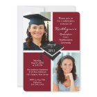 Maroon & White Photo Graduation Invitation