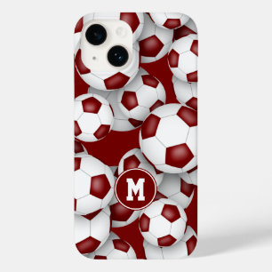 Maroon white soccer team colours sports pattern Case-Mate iPhone 14 case
