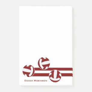 maroon white stripes volleyball coach name post-it notes